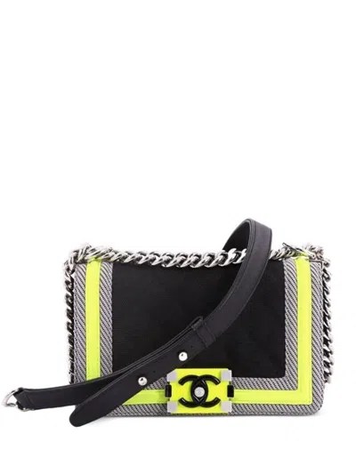 Pre-owned Chanel 2016 Small Fluo Boy Shoulder Bag In Black