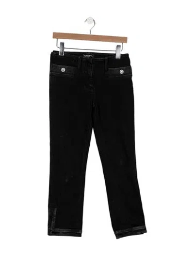 Pre-owned Chanel 2016 Straight Leg Jeans In Black