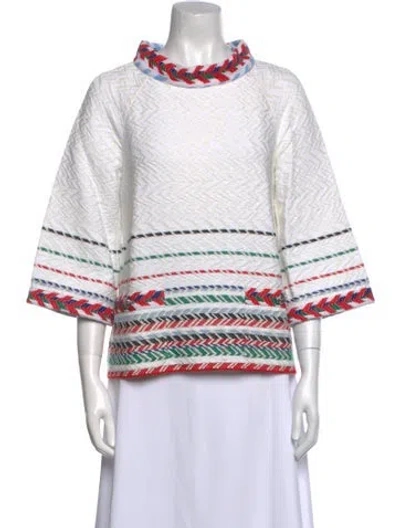 Pre-owned Chanel 2016 Striped Sweatshirt In White