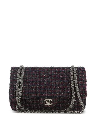 Pre-owned Chanel 2016 Timeless Classic Tweed-chain Shoulder Bag In Blue