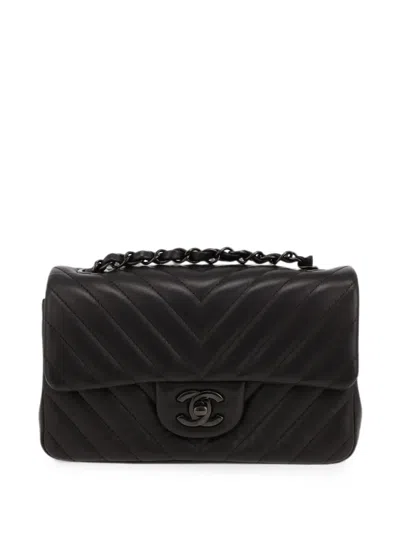 Pre-owned Chanel 2016 Timeless Herringbone-quilted Tote Bag In Black