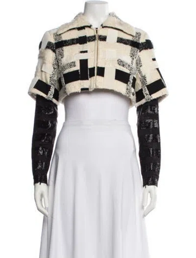 Pre-owned Chanel 2016 Tweed Biker Jacket In Neutral
