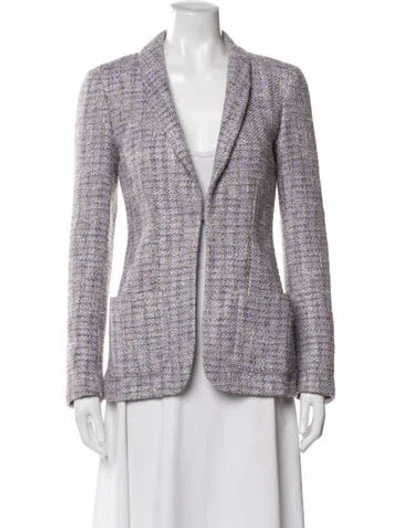 Pre-owned Chanel 2016 Tweed Blazer In Purple