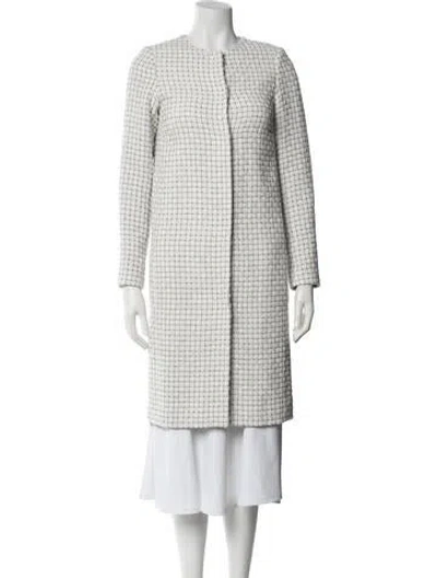 Pre-owned Chanel 2016 Tweed Coat In Gray