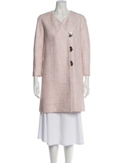 Pre-owned Chanel 2016 Tweed Coat In Metallic/pink