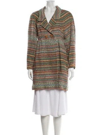 Pre-owned Chanel 2016 Tweed Coat W/ Tags In Green