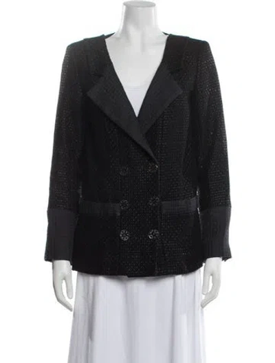 Pre-owned Chanel 2016 Tweed Pattern Blazer In Black