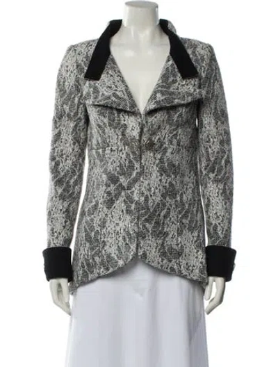 Pre-owned Chanel 2016 Tweed Pattern Blazer In Gray