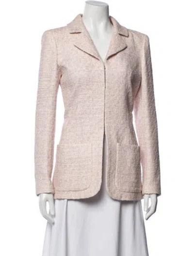 Pre-owned Chanel 2016 Tweed Pattern Blazer In Metallic/pink