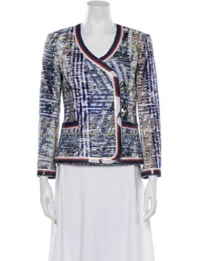 Pre-owned Chanel 2016 Tweed Pattern Evening Jacket In Blue