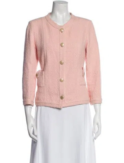 Pre-owned Chanel 2016 Tweed Pattern Evening Jacket In Pink