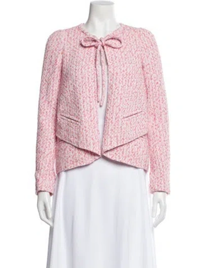 Pre-owned Chanel 2016 Tweed Pattern Evening Jacket In Pink