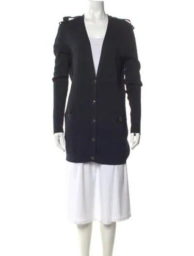 Pre-owned Chanel 2016 V-neck Sweater In Blue