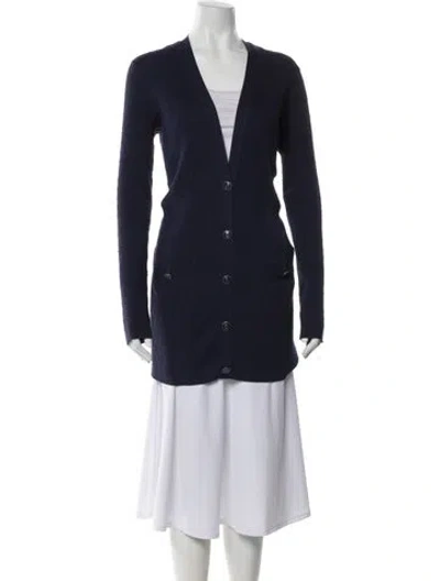 Pre-owned Chanel 2016 V-neck Sweater In Blue