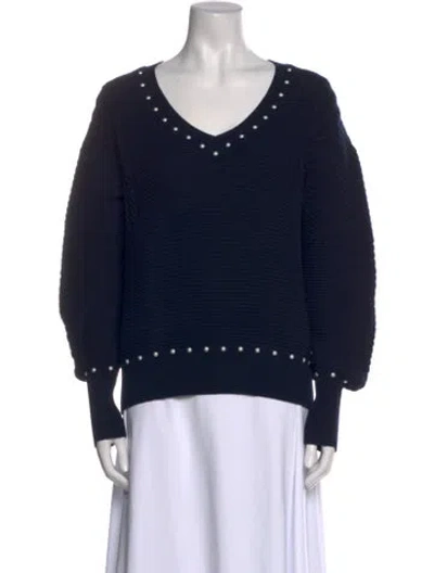 Pre-owned Chanel 2016 V-neck Sweater In Blue