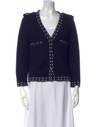 Pre-owned Chanel 2016 V-neck Sweater In Blue