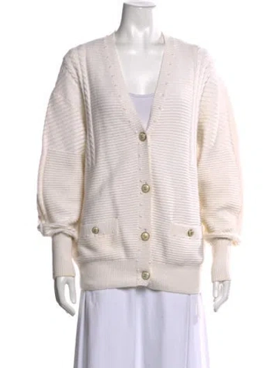Pre-owned Chanel 2016 V-neck Sweater In Neutrals