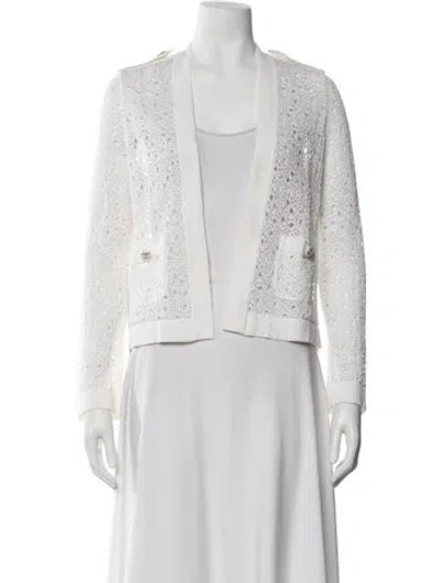 Pre-owned Chanel 2016 V-neck Sweater In White