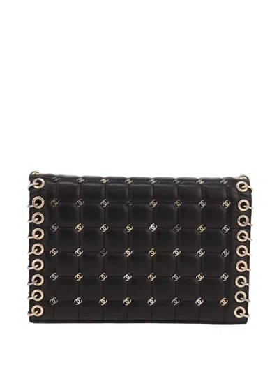 Pre-owned Chanel 2016 Wallet On Chain Leather Shoulder Bag In Black