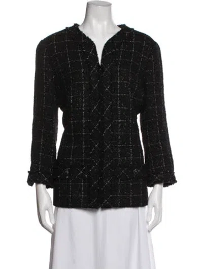 Pre-owned Chanel 2016 Wool Blazer In Black/blue