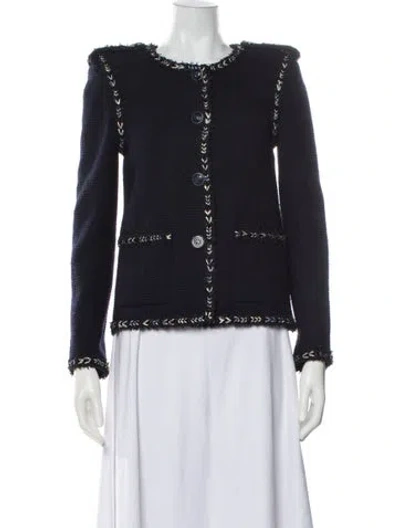 Pre-owned Chanel 2016 Wool Evening Jacket In Blue