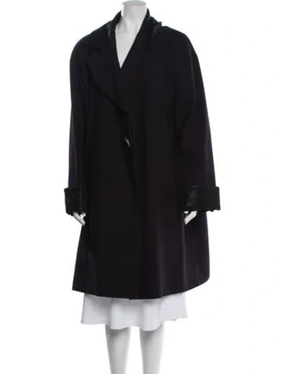 Pre-owned Chanel 2016 Wool Trench Coat In Blue