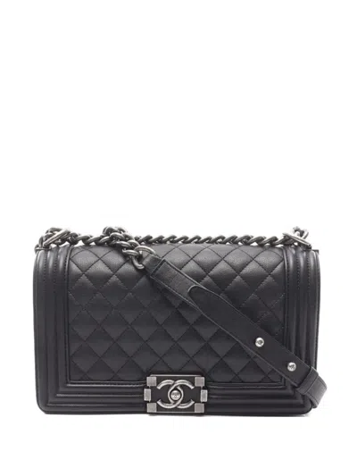 Pre-owned Chanel 2016~2017 Boy  Quilted Shoulder Bag In Black