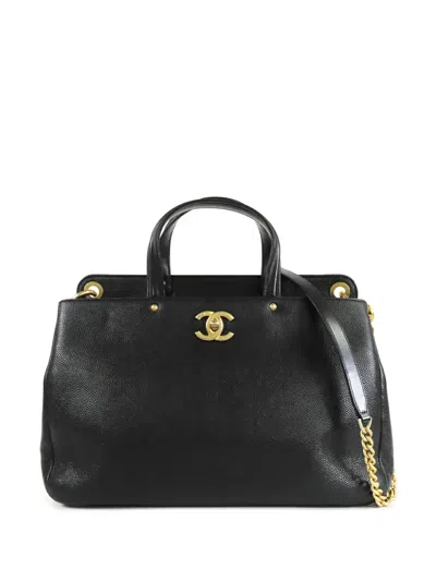 Pre-owned Chanel 2016-2017 Cc Caviar Satchel In Black