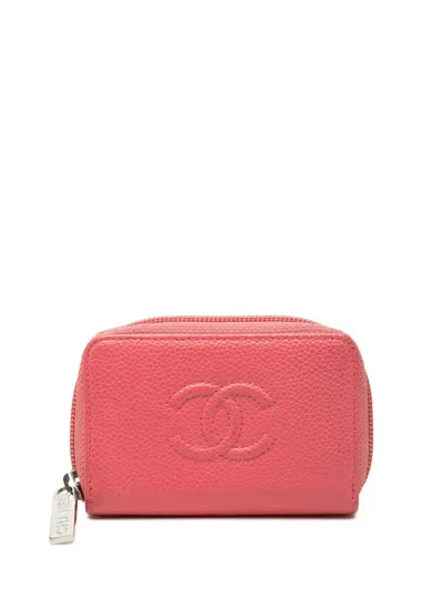 Pre-owned Chanel 2016-2017 Cc Caviar Zip Around Purse Coin Pouch In Pink