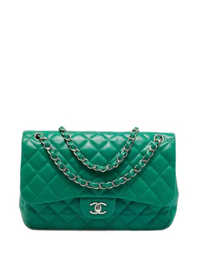 Pre-owned Chanel 2016-2017 Classic Double Flap Shoulder Bag In Green
