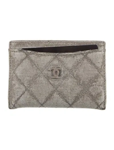 Pre-owned Chanel 2016-2017 Interlocking Cc Logo Card Holder In Grey