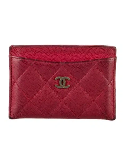 Pre-owned Chanel 2016-2017 Interlocking Cc Logo Card Holder In Pink