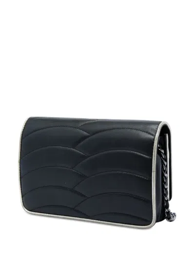 Pre-owned Chanel 2016-2017 Lambskin Pagoda Wallet On Chain Crossbody Bag In Black