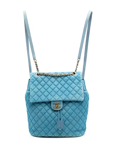 Pre-owned Chanel 2016-2017 Large Denim Urban Spirit Backpack In Blue