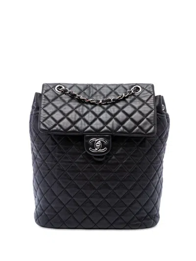 Pre-owned Chanel 2016-2017 Large Quilted Lambskin Urban Spirit Backpack In Black