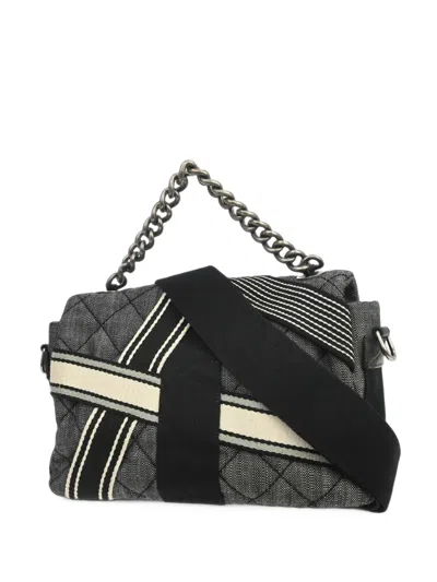 Chanel 2016-2017 Medium Airlines Quilted Denim Tote Bag In Gray