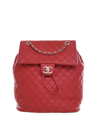 Pre-owned Chanel 2016-2017 Medium Lambskin Urban Spirit Backpack In Red