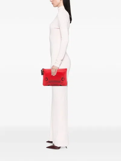 Pre-owned Chanel 2016-2017 Medium Printed Lambskin Cuba La Habana O Case Clutch Bag In Red