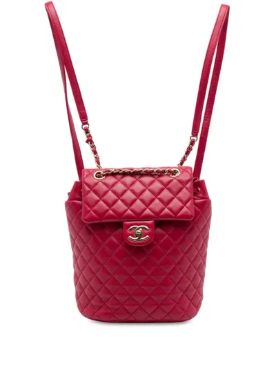 Pre-owned Chanel 2016-2017 Mini Urban Spirit Backpack In Red