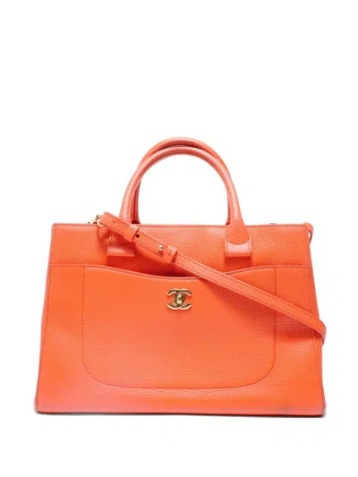Pre-owned Chanel 2016-2017 Neo Executive Tote Bag In Orange