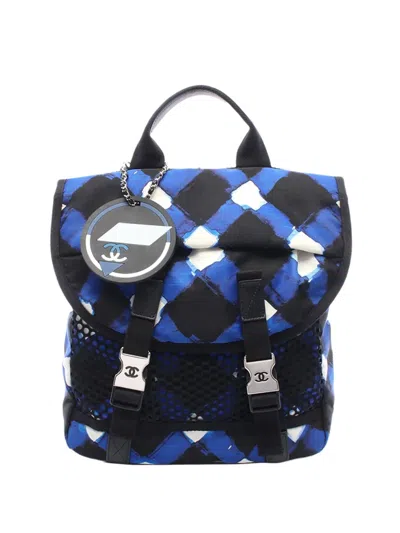 Pre-owned Chanel 2016-2017 Nylon And Leather Airlines Backpack In Blue