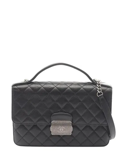 Pre-owned Chanel 2016-2017 Quilted Calfskin Cc University Flap Satchel In Black