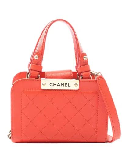 Pre-owned Chanel 2016-2017 Quilted Calfskin Satchel In Red