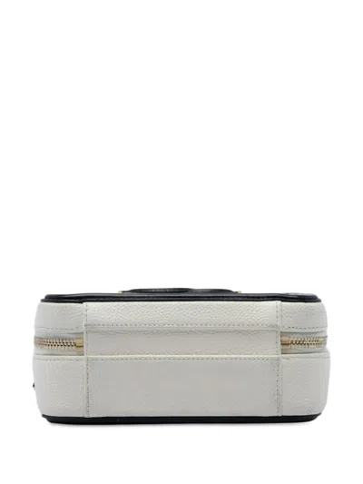 Pre-owned Chanel 2016-2017 Small Caviar Cc Filigree Vanity Case Satchel In White