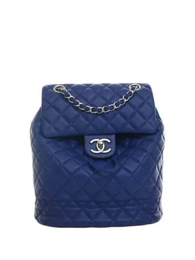 Pre-owned Chanel 2016-2017 Small Lambskin Urban Spirit Backpack In Blue