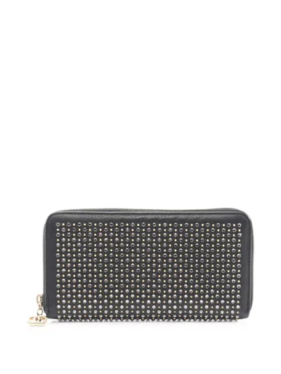 Pre-owned Chanel 2016-2017 Studded Coco Mark Wallet In Black