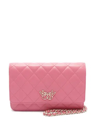 Pre-owned Chanel 2016-2017 Quilted Emoticon Wallet-on-chain In Pink