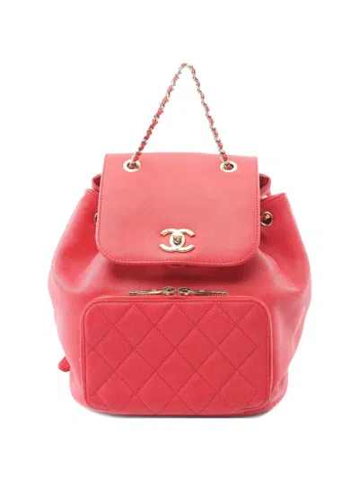 Pre-owned Chanel 2017-2018 Business Affinity Caviar Backpack In Red