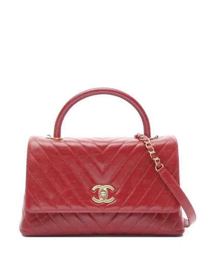 Pre-owned Chanel 2017-2018 Coco Handle 29 Handbag In Red