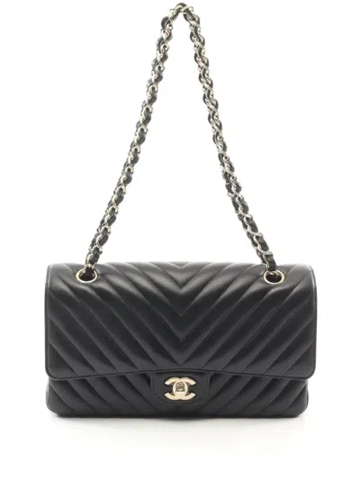 Pre-owned Chanel 2017-2018 Double Flap Shoulder Bag In Black